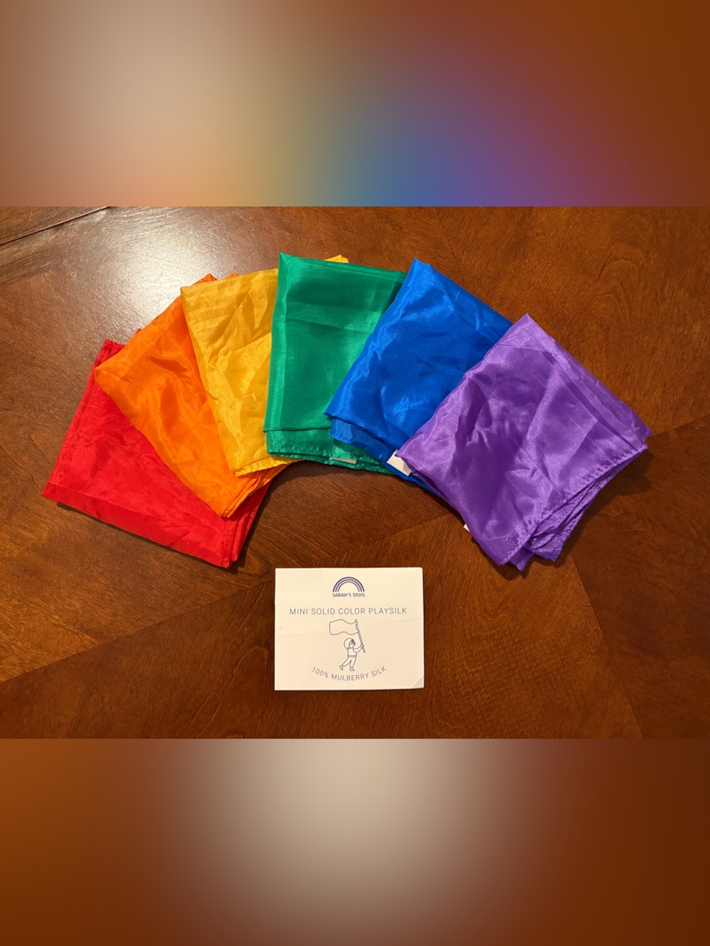 Mini Solid Color Playsilk Set - Rainbow Colors - 100% Mulberry Silk